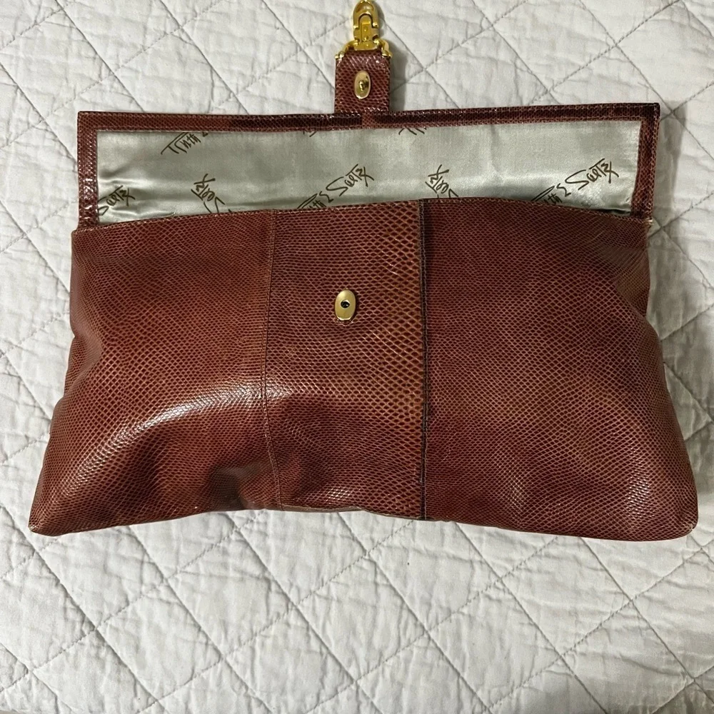 Vintage Ruth Saltz Genuine Lizard Skin With Tags Clutch Magnetic Closure VGUC